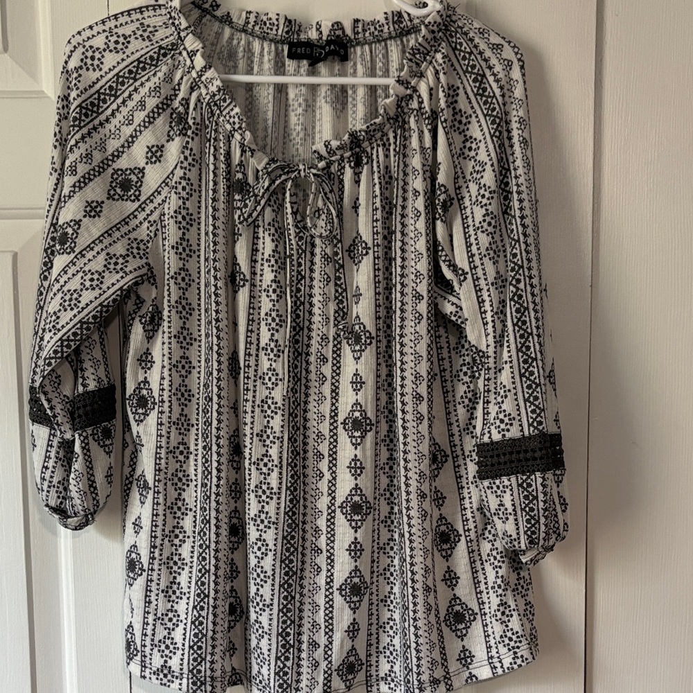 Fred David gray & White Peasant Tunic